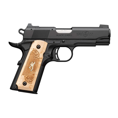 BROWNING 1911-22 Black Label 22 LR Compact 3.63in 10rd Medallion Maple Grip/Matte Black Pistol (051068490)