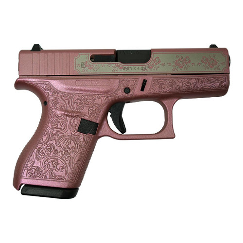 GLOCK 42 Custom Glock and Roses .380 ACP 3.2in 6rd Medusa Pink Subcompact Striker-Fired Pistol (UI4250201 MODPGR)