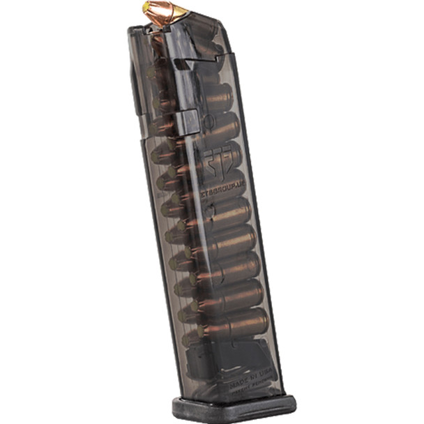 ELITE TACTICAL SYSTEMS GROUP Carbon Smoke 9mm 22rd 140mm Comp Legal Magazine Fits Glock 17/18/19/19x/26/34/45/49 (SMK-GLK-9-22)