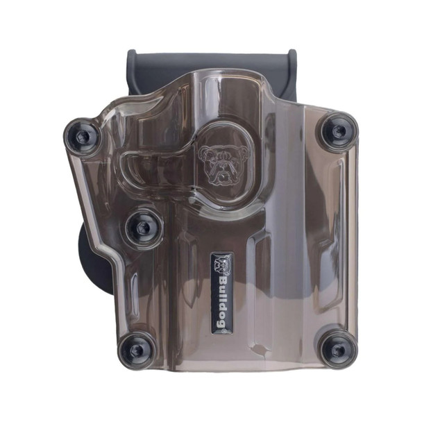 BULLDOG CASES Max Multi-Fit Transparent Smoke Brown Polymer Holster with Paddle (MX-003)