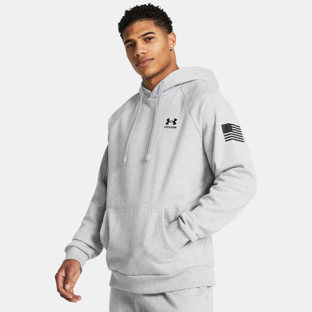 UNDER ARMOUR Men's Freedom Flag Mod Gray Light Heather/Black Hoodie (1386756-011)