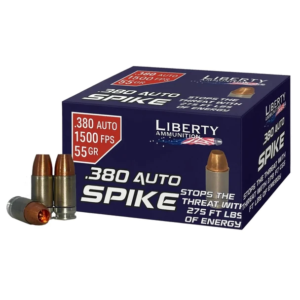 LIBERTY AMMUNITION Spike .380 Auto 55gr Solid 20rd/Box Handgun Ammo (LA-SPI380-55-1500)