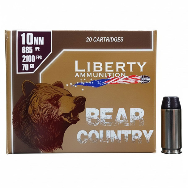 LIBERTY AMMUNITION Bear Country 10mm Auto 70gr Solid 20rd/Box Handgun Ammo (LA-BC-070)