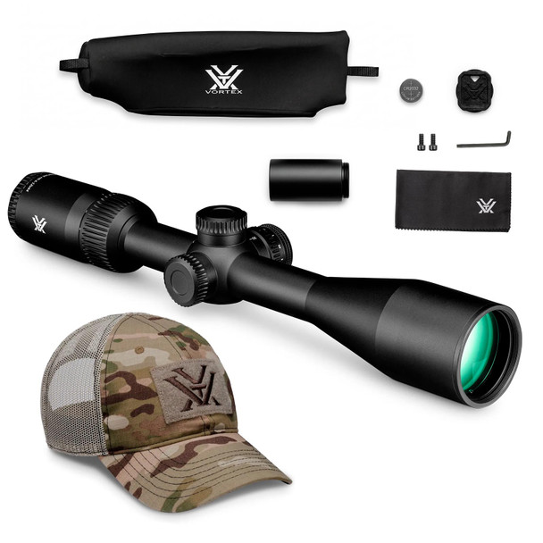 VORTEX Crossfire HD 4-12x44 Illuminated Dead-Hold 2A BDC MOA Riflescope with Mens Counterforce Multicam Camo Cap (CFR-41201i+120-64-MUL)