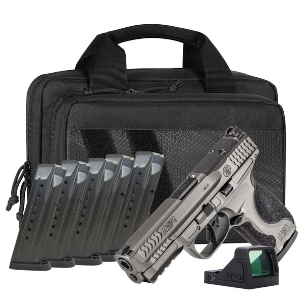 S&W M&P9 M2.0 Metal 9mm 4.22in Handgun Bundle with 6x 17rd Magazines, RFX11 Green Dot Optic and Savior Bag (14720)