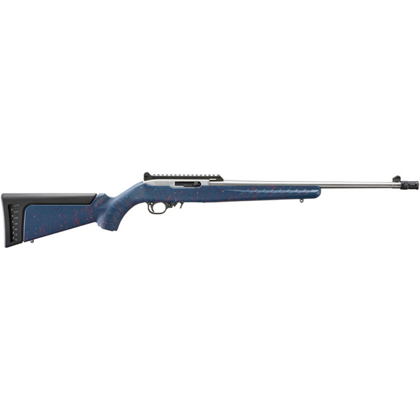 RUGER 10/22 250th Anniversary 22LR 18.5in 10rd Blue/Red And White Splatter Semi-Auto Rifle (32039)