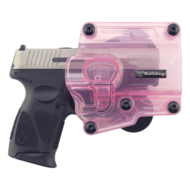 BULLDOG CASES Max Multi-Fit Polymer Transparent Pink Holster with Paddle (MX-006)