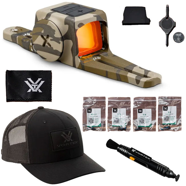VORTEX Viper SG Enclosed 3 MOA RD Sight - OBL w/ Lens Cleaning Pen and Men's Force On Force Multicam Camo Cap (VPR-SGMRD3-E-OBL+LP-2+221-18-MUL)