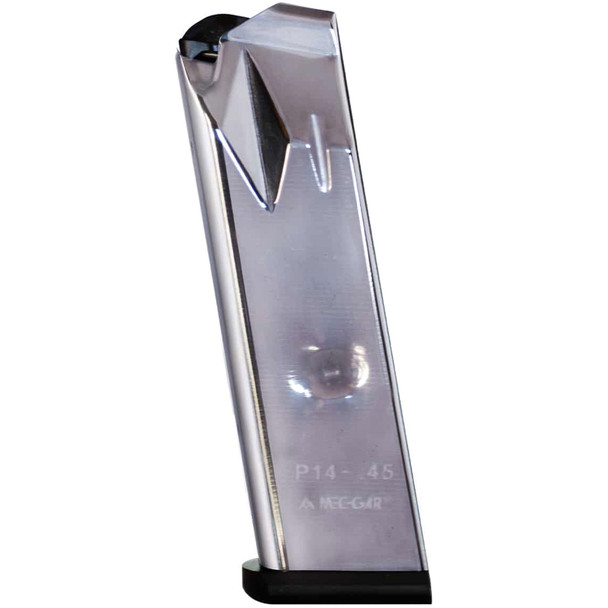 MECGAR .45 ACP 10rd Nickel Magazine fits Para-Ordnance P14/Armscor Double Stack 1911 (MGP144510N)