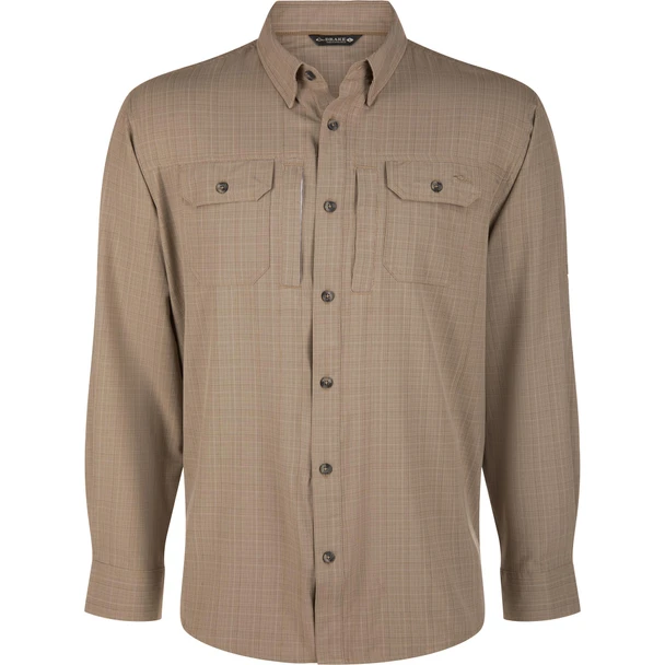 DRAKE Men's Wingshooter Timber Wolf Khaki Cross Hatch Shirt (DS0135-TWK)