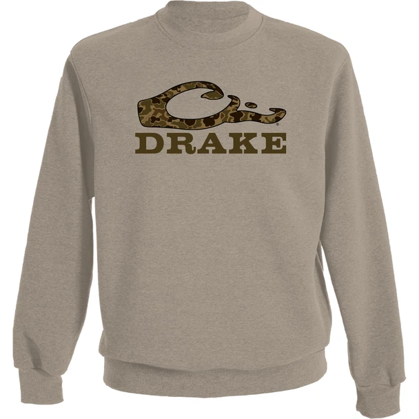 DRAKE Men's Old School Island Fossil Light Heather Crew Sweatshirt (DS1646-IFH)