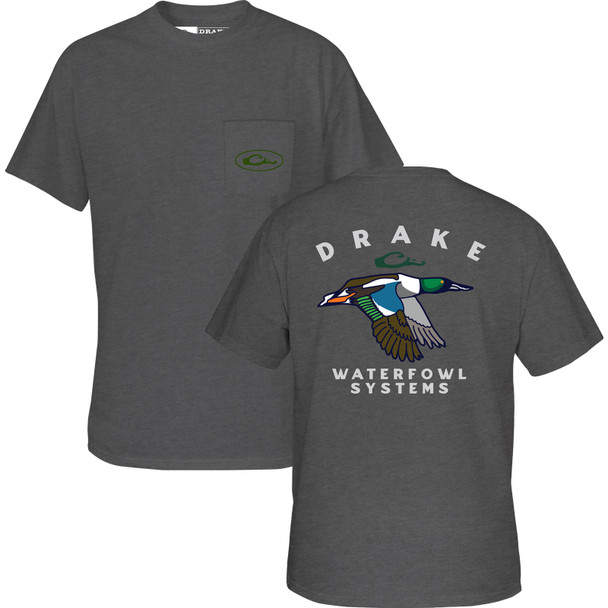 DRAKE Men's Retro Northern Shoveler Graphite Heather T-Shirt (DT9856-GPH)