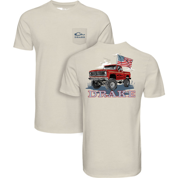 DRAKE Men's Americana Flag Truck Turtle Dove T-Shirt (DT9869-TDV)