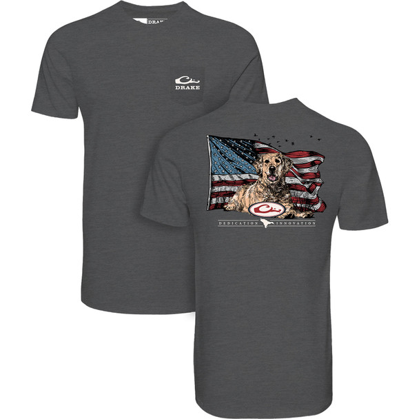 DRAKE Men's Yellow Lab Flag Graphite Heather T-Shirt (DT9870-GPH)