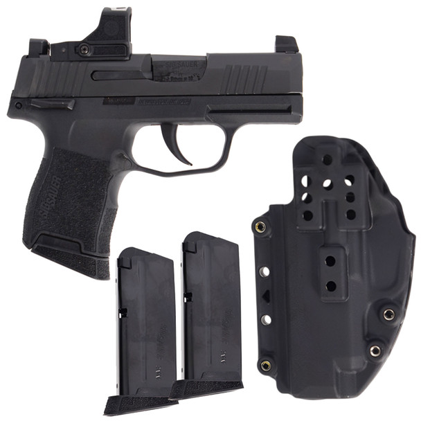 SIG SAUER P365 TACPAC Romeo-RS 9mm 3.1in 3x 10rd Mags Manual Safety Striker-Fired Pistol with Holster (365-9-BXR3-TACPAC-RS-MS-10)