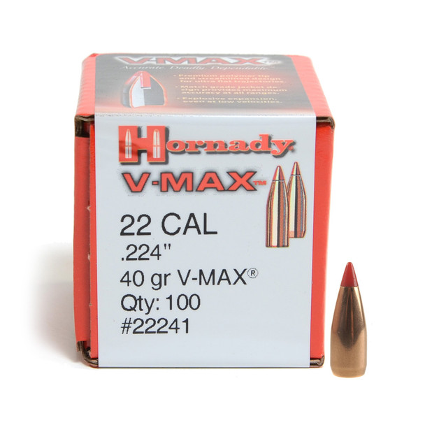 HORNADY V-Max 22 Cal .224 40Gr 100 Per Box Bullets (22241)