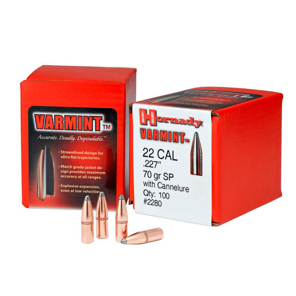 HORNADY 22 Cal .224 55Gr SPSX 100Rd Box Bullets (2260)