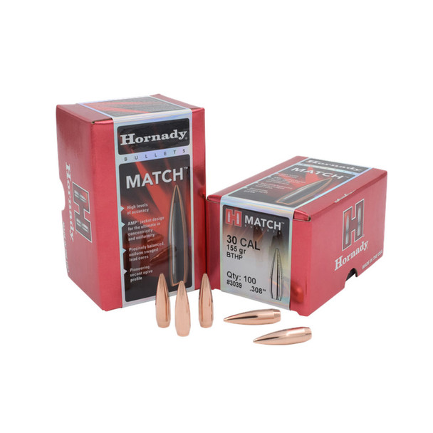 HORNADY Match .30 Cal 155Gr BTHP Rifle Bullets (3039)