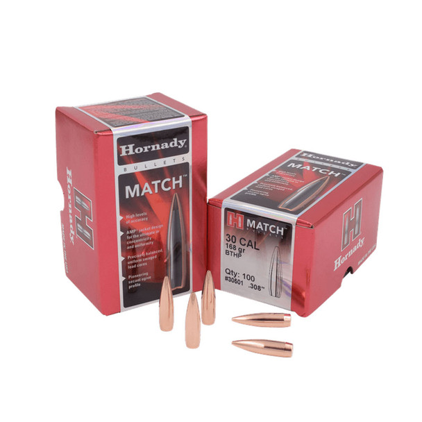 HORNADY .30 Cal 168Gr BTHP Rifle Bullets (30501)