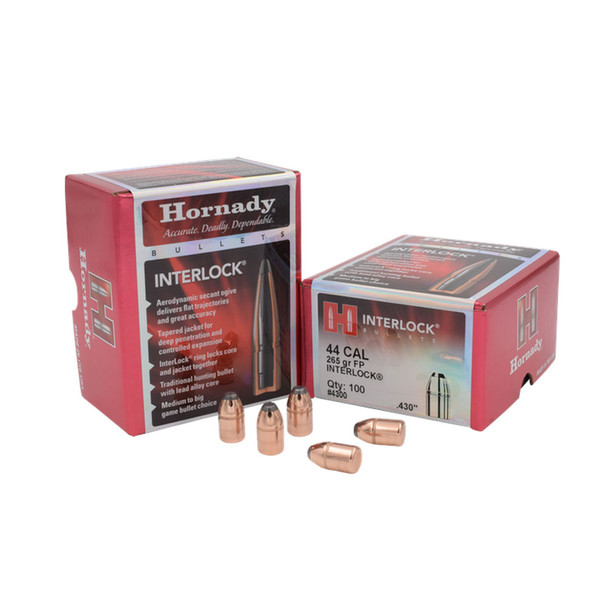 HORNADY InterLock .44 Caliber 265Gr FP Rifle Bullets (4300)