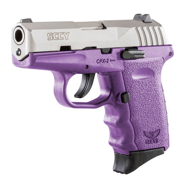 SCCY CPX-2 Compact 9mm 3.1in 10rd 3 Dot Sights Stainless/Purple Pistol (CPX2TTPU)