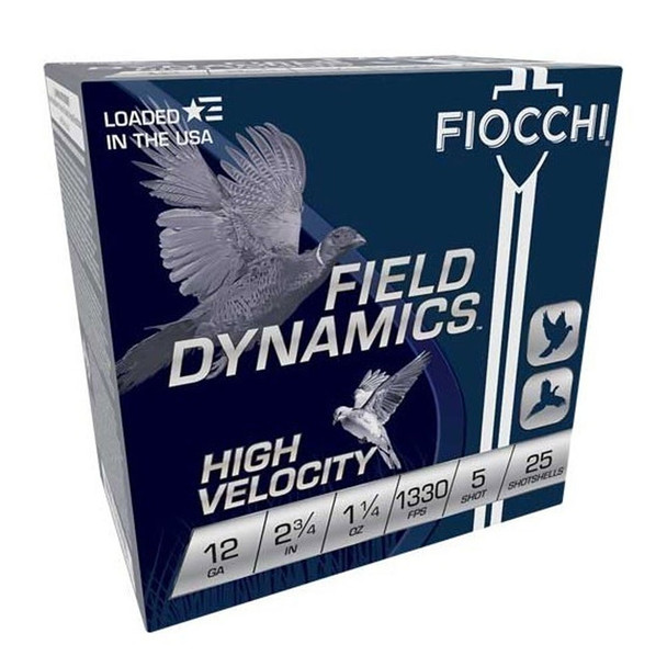 FIOCCHI Field Dynamics Hi Velocity 12Ga 2.75in #5 Lead 25rd/Box Shotshell (12HV5)