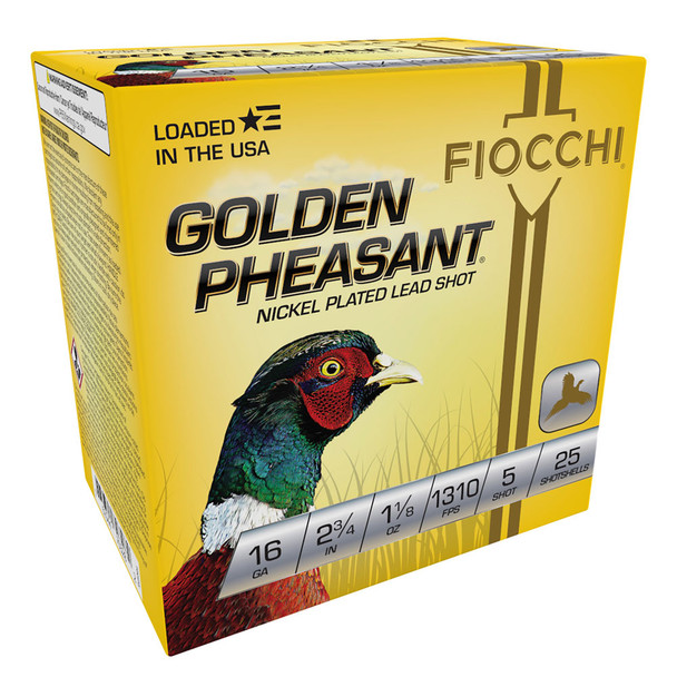 FIOCCHI Golden Pheasant 16Ga 2.75in #5 Nickel-Plated 25rd/Box Shotshell (16GP5)