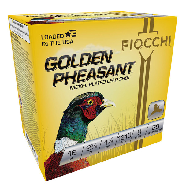 FIOCCHI Golden Pheasant 16Ga 2.75in #6 Nickel-Plated 25rd/Box Shotshell (16GP6)