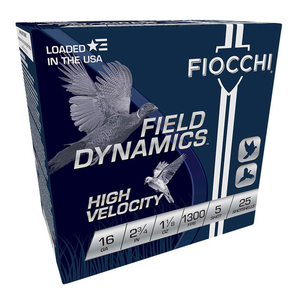 FIOCCHI Field Dynamics Hi Velocity 16Ga 2.75in #5 Lead 25rd/Box Shotshell (16HV5)