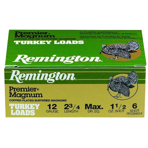 REMINGTON Premium Mag Turkey 12 Gauge 3.5in #4 Ammo, 10 Round Box (P1235M4)