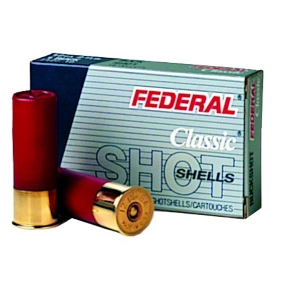 FEDERAL Power-Shok 12 Gauge 2.75in #4 Buckshot Ammo, 5 Round Box (F1304B)