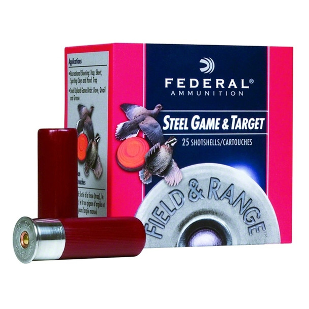FEDERAL Steel Game & Target 12 Gauge 2.75in #6 Steel Ammo, 25 Round Box (FRS126)