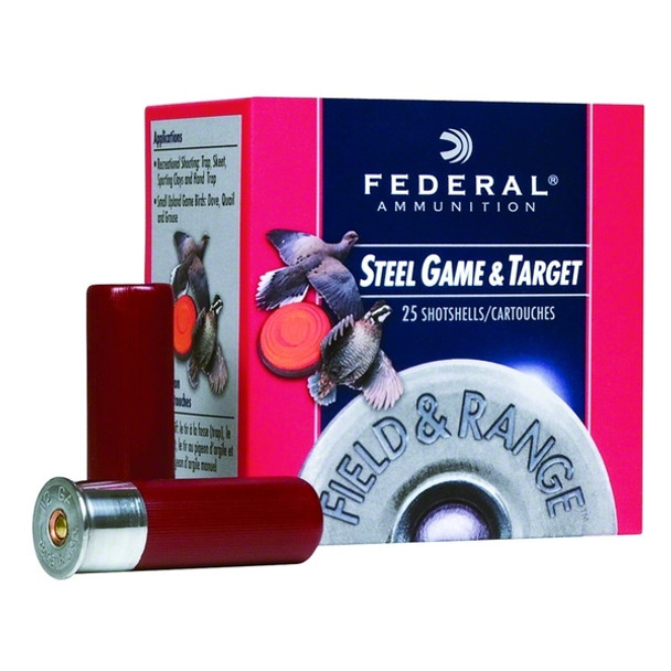 FEDERAL Field & Range 20 Gauge 2.75in #6 Steel Ammo, 25 Round Box (FRS206)