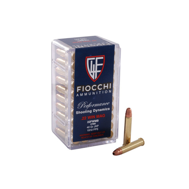 FIOCCHI 22 Win. Mag. 40 Grain JHP Ammo, 50 Round Box (22FWMB)