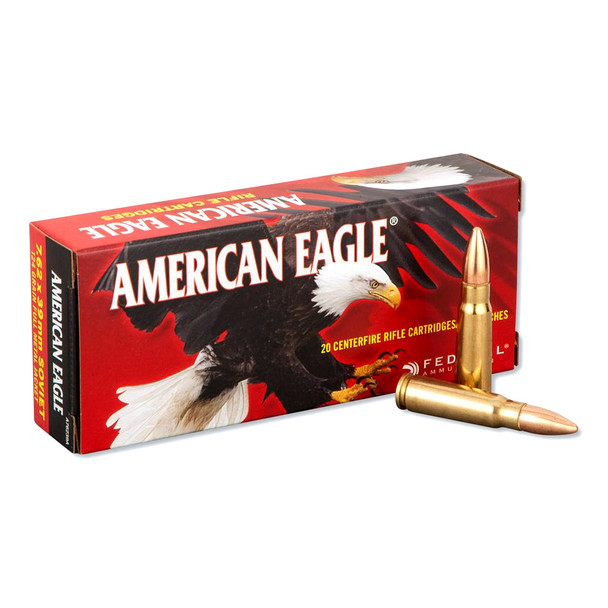 FEDERAL American Eagle 7.62x39mm 124 Grain FMJ Ammo, 20 Round Box (A76239A)