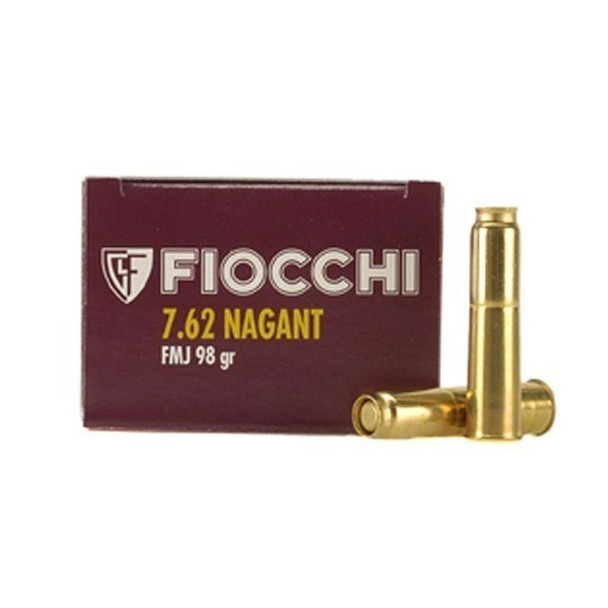 FIOCCHI 7.62 Nagant 97 Grain FMJ Ammo, 50 Round Box (762A)