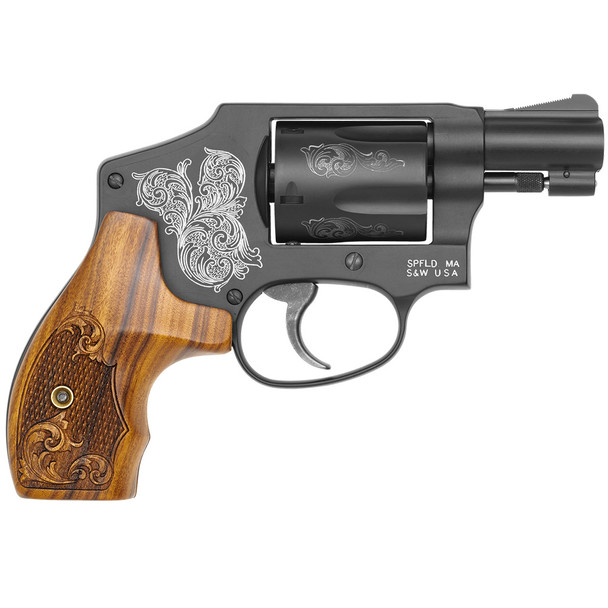 S&W 442 38 Special +P 1.9in 5rd Matte Black Revolver with Engraving (150785)