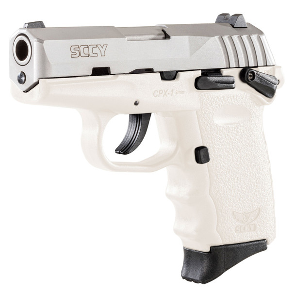 SCCY CPX-1 9mm 3.1in 10rd White Grip/Natural Stainless Slide Pistol (CPX-1-TTWT)