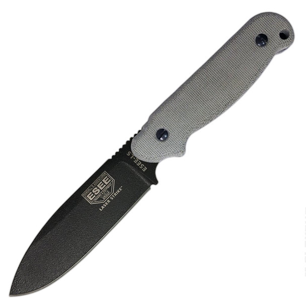 ESEE KNIVES ESEE-LS Laser Strike 4.75in Black Blade Knife with Kydex Sheath (ESEE-LS-P-E)