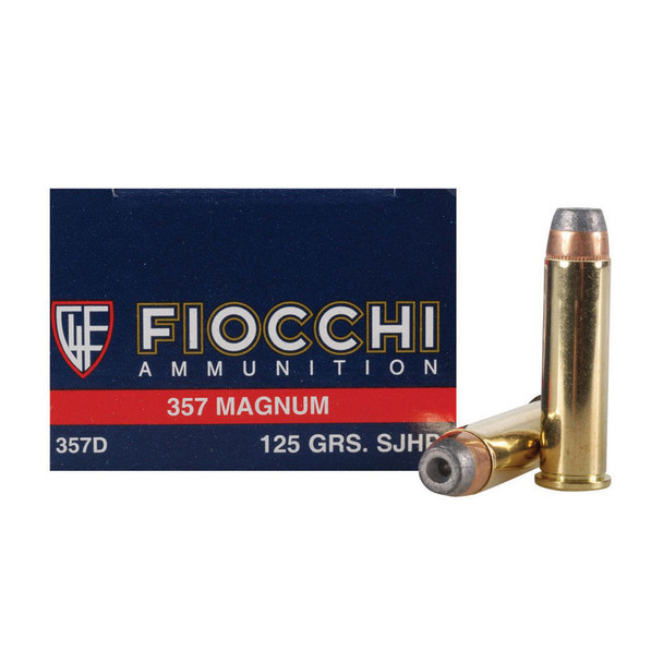 FIOCCHI 357 Mag. 125 Grain SJHP Ammo, 50 Round Box (357D)