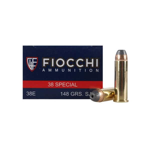 FIOCCHI 38 Special 148 Grain SJHP Ammo, 50 Round Box (38E)