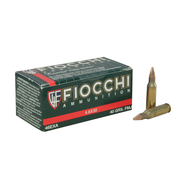 FIOCCHI 46X30 H&K 40 Grain FMJ Ammo, 50 Round Box (46EXA)