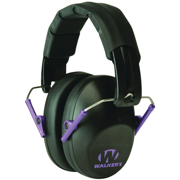 Walker's Pro Low Profile Black/Purple Folding Earmuffs (GWP-FPM1-BKPU)