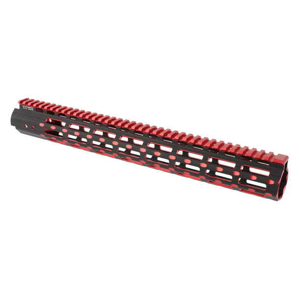 UTG Pro AR15 M-Lok 15in Super Slim Black/Red 2-Tone Handguard (MTU019SSMR2)