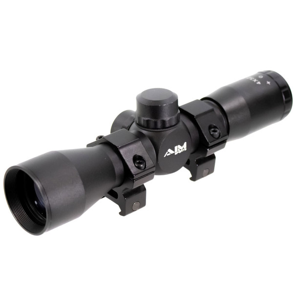 AIM SPORTS Tactical 4x32mm Compact Mil-Dot Reticle Riflescope With Rings (JTM432B)