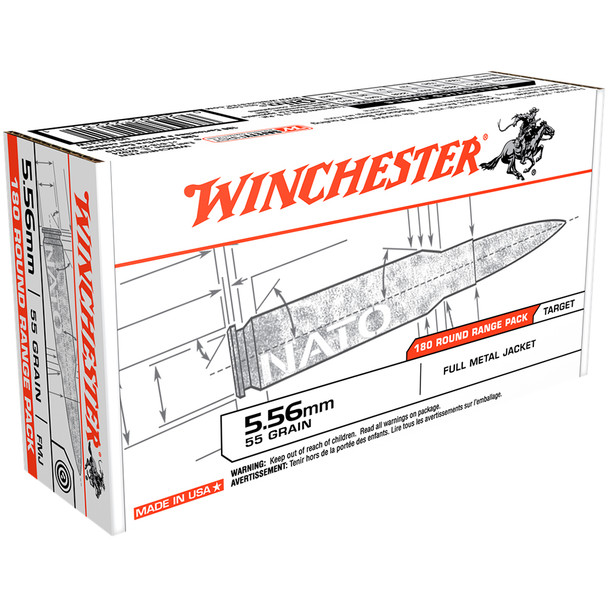 WINCHESTER USA 5.56mm NATO 55Gr Full Metal Jacket 180rd Box Bullets (USA3131W)