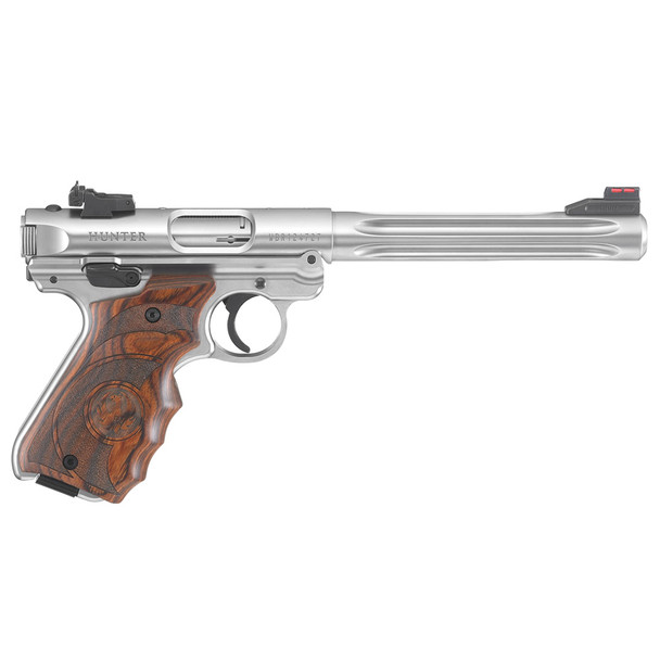 RUGER Mark IV Hunter 22LR 6.88in 10rd Satin Stainless Rimfire Pistol with Target Laminate Grip (40160)