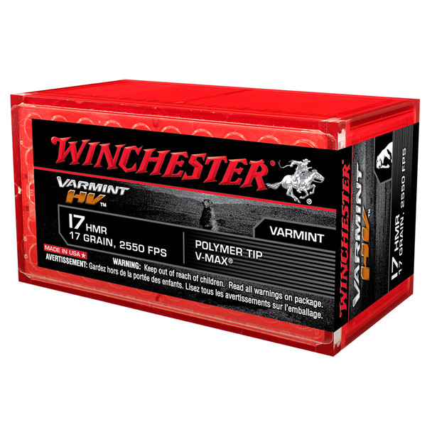 WINCHESTER Varmint HV 17HMR 17Gr Polymer Tip V-Max 50/1000 Rimfire Ammo (S17HMR1)