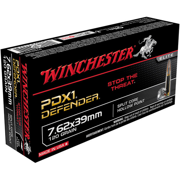 WINCHESTER PDX1 Defender 7.62x39 120Gr Hollow Point 20rd Box Bullets (S76239PDB)