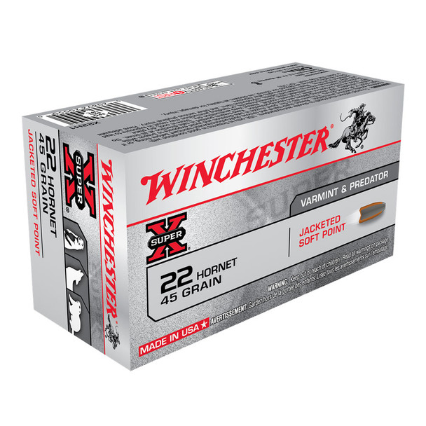 WINCHESTER Super-X .22 Hornet 45Gr JSP 50rd Box Rifle Ammo (X22H1)